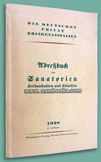 1938 Adressbuchder Sanatorien, Heilanstalten und Kliniken
