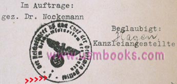 eagle and swastika stamp of Der Reichsführer-SS und Chef der deutschen Polizei im Reichsministerium des Innern 1 (Heinrich Himmler’s office)
