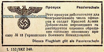 1944 Passierschein mit Hoheitszeichen