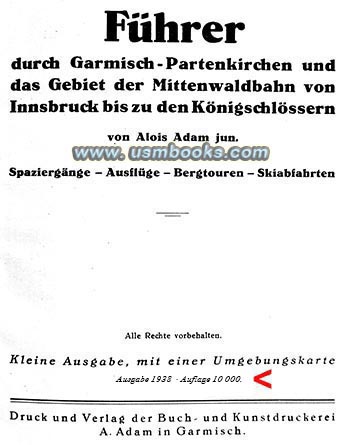 Third Reich tourist guidebook for visitors to Garmisch-Partenkirchen, Innsbruck, Oberammergau, Reutte in southern Bavaria.
