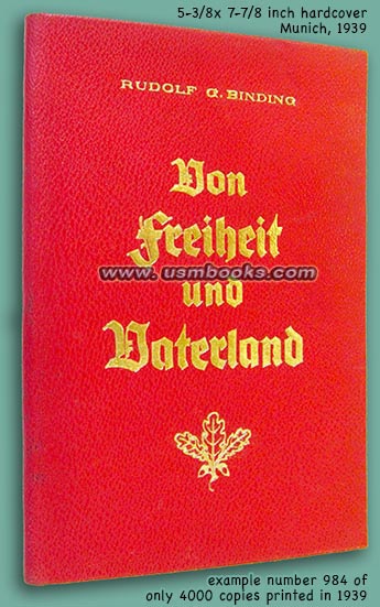 SS loyalty oath book Von Freiheit und Vaterland 