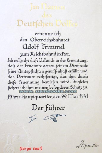 Hitler promotion document