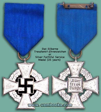 Nazi medal issued to recognize his 25 years of faithful service