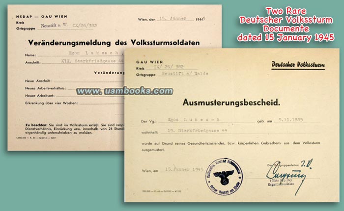 Third Reich Volkssturm documents