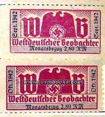 Nazi eagle and swastika dues stamps