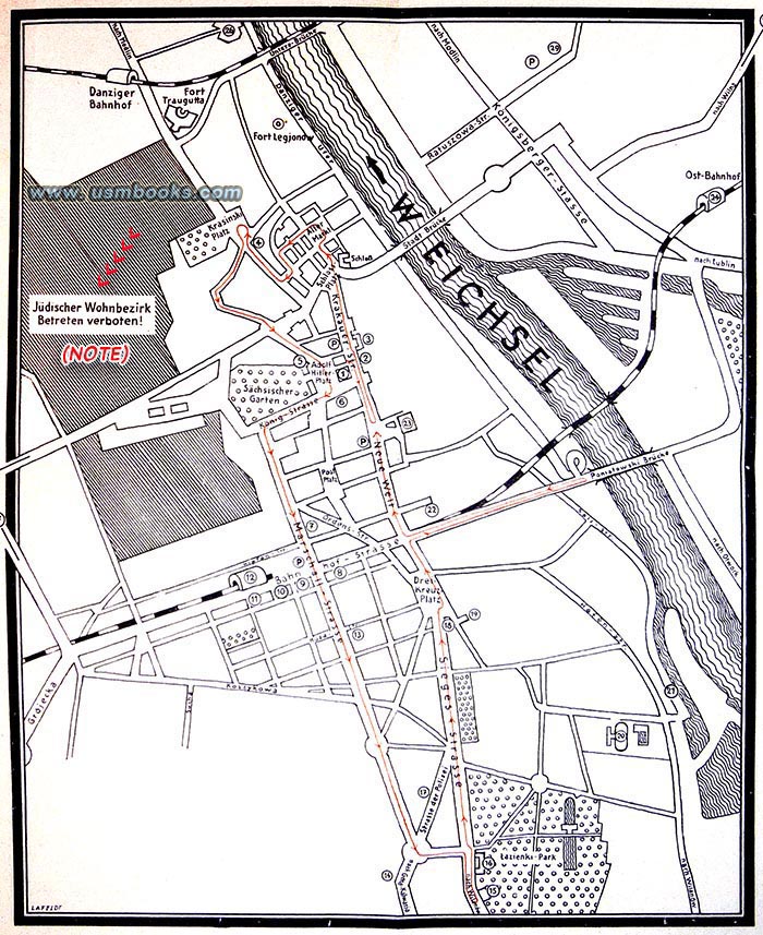 Nazi map Warsaw, WarsawGhetto, Jdischer Wohnbezirk Warschau
