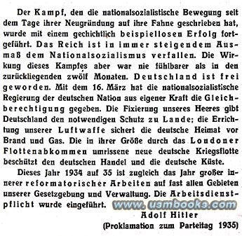 Adolf Hitler quote, Reichsparteitag 1935