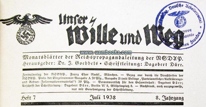 Nazi Party monthly magazine for Political Leaders, Reichspropagandaleitung Dr. Goebbels