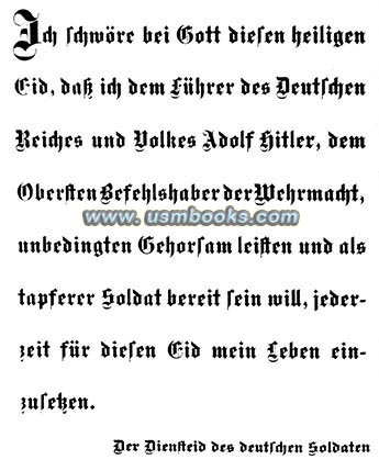 Nazi soldier oath, Diensteid des deutschen Soldaten