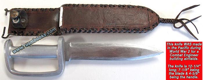 WW2 theater-made knife with leather sheath