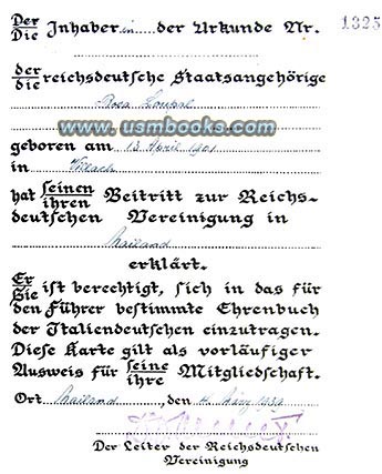 Landesgruppenleiters der NSDAP AO in Italien Erwin Ettel