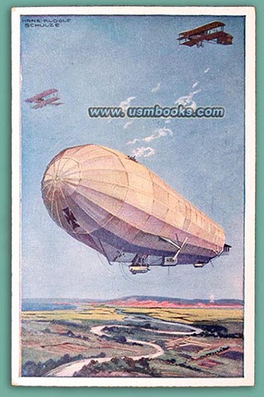 Hans Rudolf Schulze HANSA Zeppelin color postcard