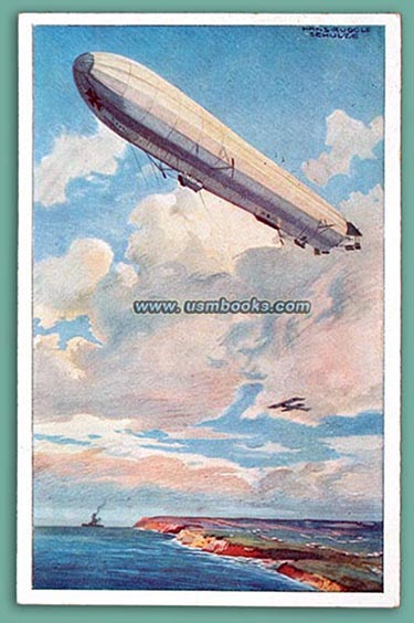 Hans Rudolf Schulze Zeppelin color postcard Reichsmarineluftschiff