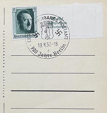 700 Jahre Berlin Karte mit Hitler Briefmarke