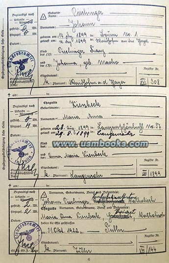 Nazi Ahnenpass Johann Pischinger
