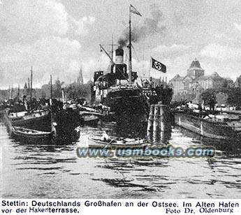 the harbor of Stettin, Nazi swastika flag