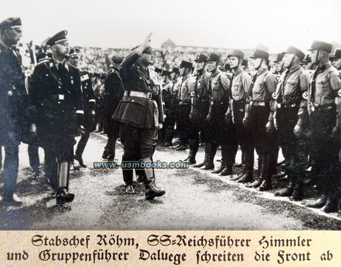 SA Stabchef Ernst Röhm, Reichsführer-SS Heinrich Himmler, SS-Gruppenführer Kurt Daluege