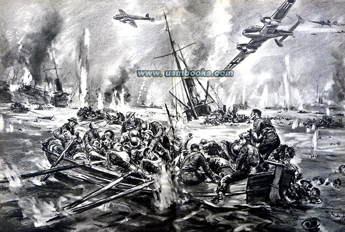 Theo Matejko illustration British military retreat Dunkirk