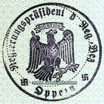 Regierungspräsident Oppeln, eagle and swastika stamp
