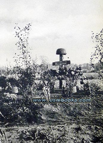 Nazi paratrooper grave with helmet