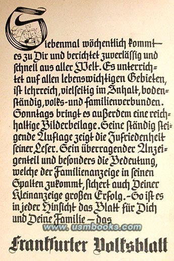 Nazi newspaper Frankfurter Volksblatt supplement