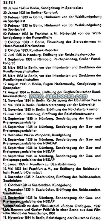 Nazi propaganda record with Goebbels speeches