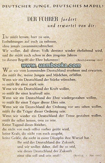 Hitler expectations for HJ boys and BdM girls