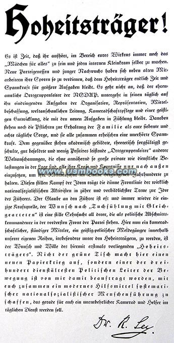 Dr. Ley's call to Nazi Party Standard Bearers