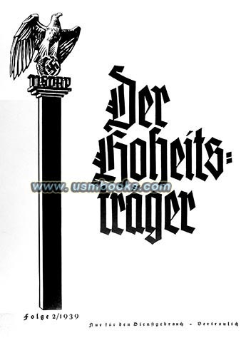 Der Hoheitstrger (The Standard Bearers) seven 1939 issues