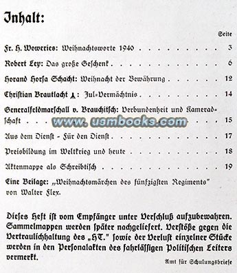 Der Hoheitsträger December 1940 index