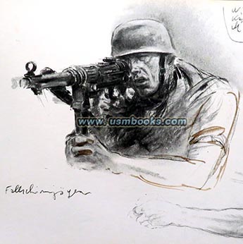 Nazi paratropper with MG