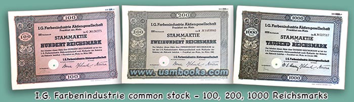 IG FARBEN INDUSTRIE SHARE CERTIFICATES 