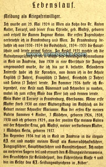 the life of Gebirgsjäger Koller