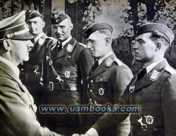 Luftwaffe pilots greeted by Adolf Hitler