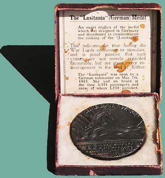 Boxed Lusitania medal