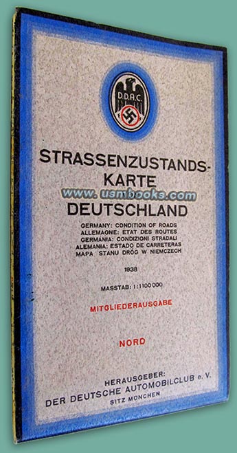 1938 DDAC Strassenzustandskarte von Deutschland