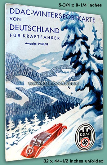 DDAC WINTERSPORTKARTE VON DEUTSCHLAND  FÜR KRAFTFAHRER WINTER 1938 / 1939