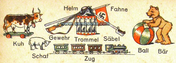 Third Reich toy swords, flags, helmets