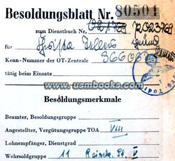 Christa Teller’s 12-page Besoldigungsblatt (Pay Record Book) 
