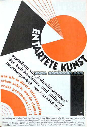 1936 Degenerate Art propaganda poster, Entartete Kunst