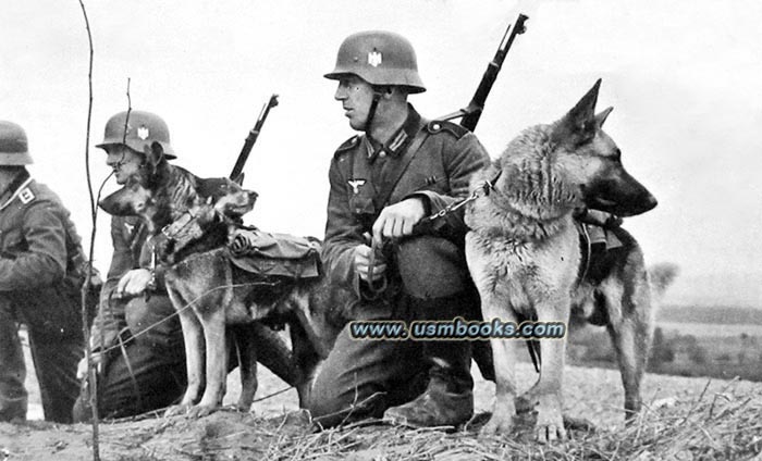 Nazi soldiers with German Shepherds