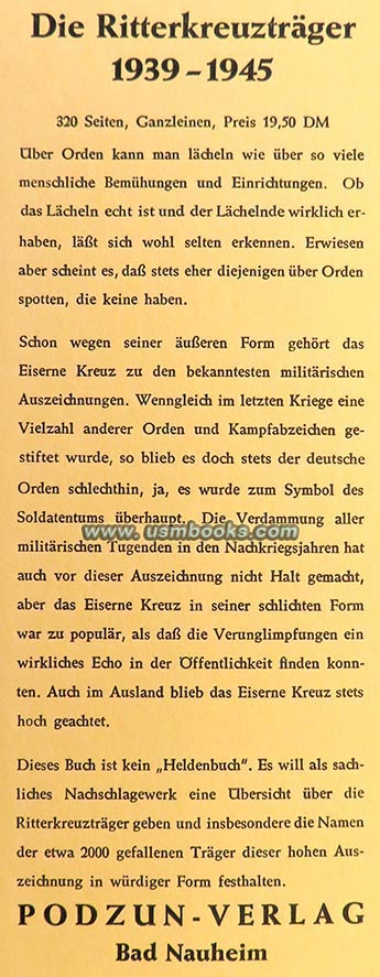 Die Ritterkreuzträger 1939 - 1945 by Gerhard von Seemen