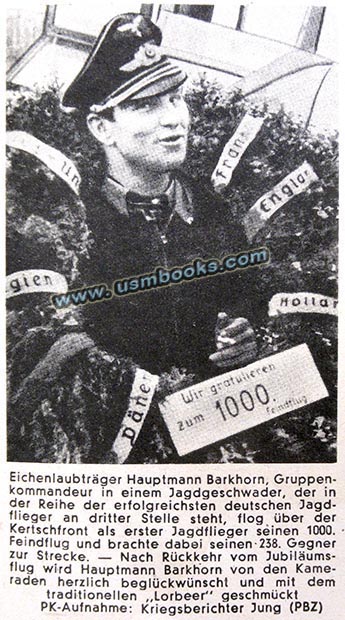 Hauptmann Barkhorn returns from his 1000th Feindflug or combat mission