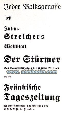 Der Strmer The Battle Paper against the Jewish World Plague