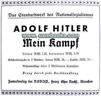 Mein Kampf advertising, Zentralverlag der NSDAP